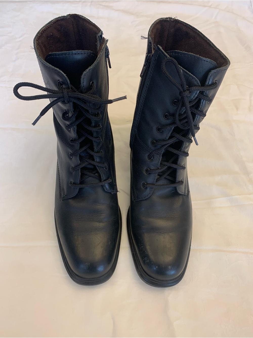 Martin’s Women's Black Leather Lace-Up Ankle Boots with Side Zip